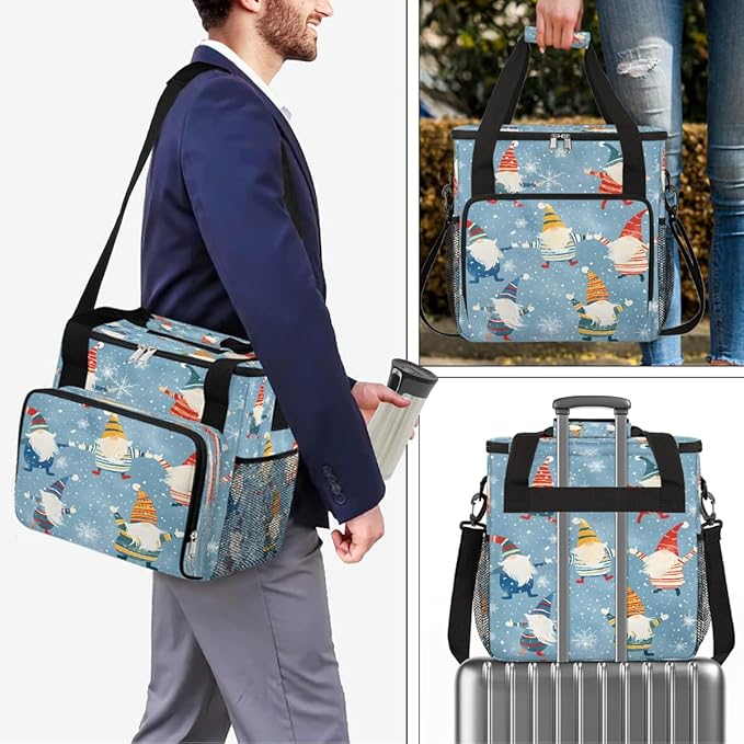 Christmas (708) Coffee Maker Carring Bag Travel Carrying Storage Tote Bag Compatible with Keurig K-Mini or K-Mini Plus Portable Single Serve Coffee Brewer Case with Pockets for K-cup Pods