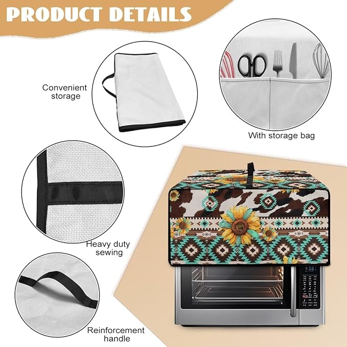 Toaster Oven Cover with Pockets Can Hold Jam Spreader Knife &amp Toast Machine Tongs Dust Fingerprint Protection Covers Keep Your Toaster Oven Pristine Aztec Style Sunflower