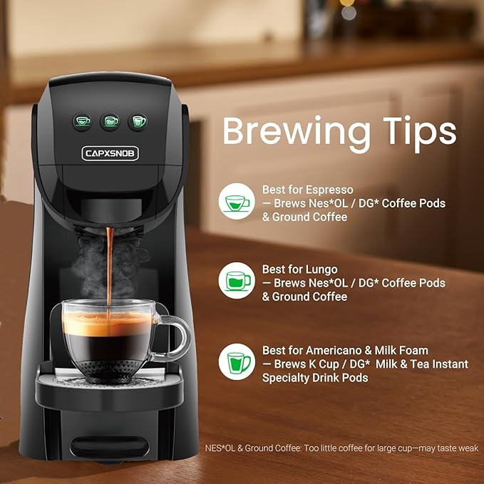 Warriors1 Single Serve Coffee Maker for Keurig K Cup Espresso Machine for Nespresso Original Dolce Gusto Pods Ground Coffee Cappuccino &amp Latte Coffee Machine 20 Bar Espresso Maker 3 Brew Siz
