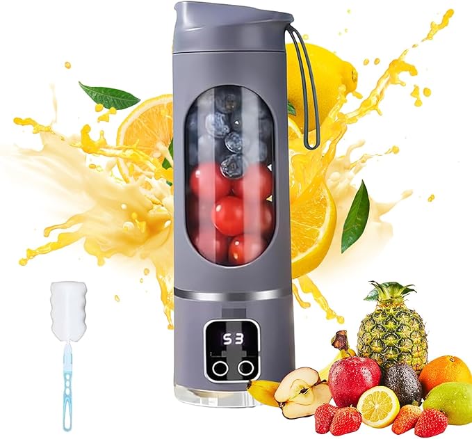 Digital Display Juicer 450ml Portable Digital Display Juicer With 12 Stainless Steel Blades For Smoothies Liquid Diet(#01)