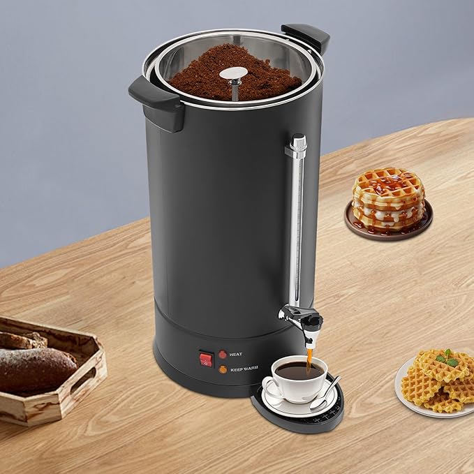 Commercial Electric Coffee Pot 25L Coffee Maker Large Stainless Steel Hot Beverage Dispenser with Auto Temp Control for Restaurants Offices Conference Rooms Cafes