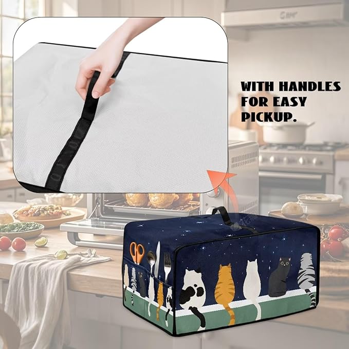 Doojoayie Small Appliance Covers Cute Cat Toaster Oven Cover 4 Slice Kitchen Appliance Dust Protector 18.5x14.5x 9 Compatible with Toaster/Bread Machine