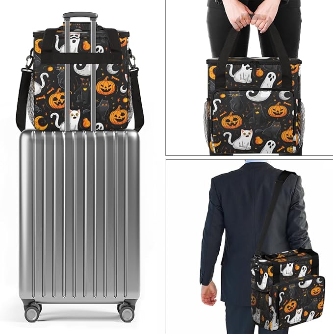 Gothic Pumpkin Coffee Maker Carrying Bag Abstract Pumpkin Travel Storage Bag Compatible with K-Mini or K-Mini Plus Single Serve Coffee Brewer Carrying Case with Multiple Pockets &amp Shoulder Strap
