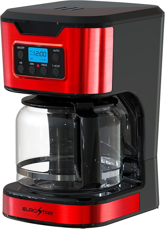 EUROSTAR 12-Cup Programmable Coffee Maker (RED)
