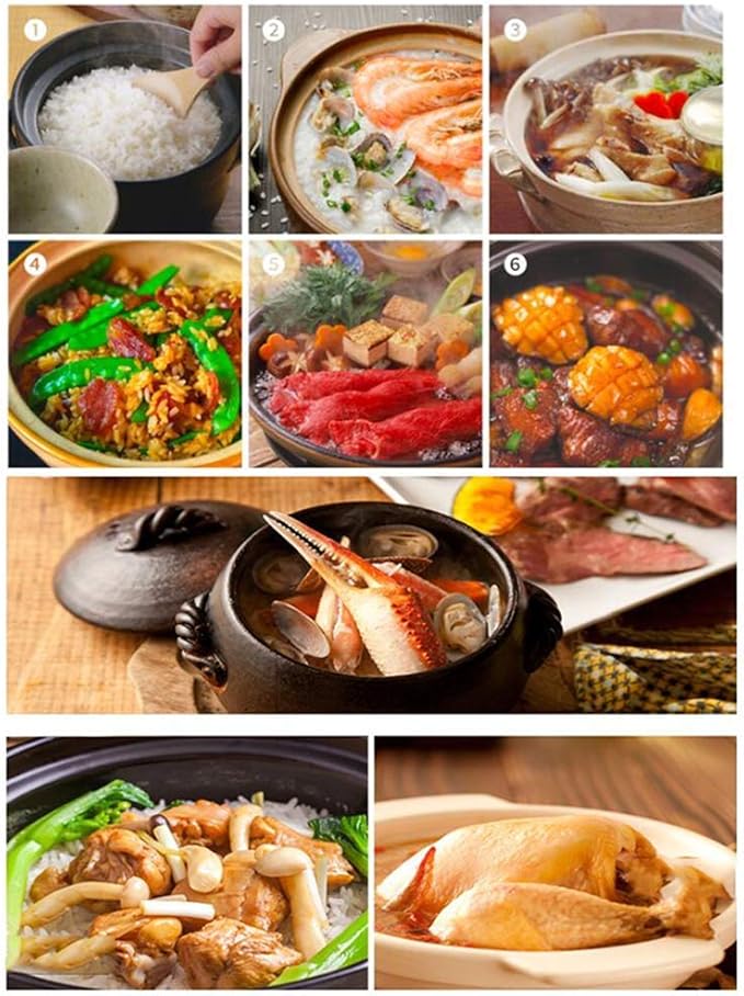 Earthenware Clay Rice PotJapanese Stone Rice CookerStove Stew PotHot PotCeramic Casserole with LidHeat Resistant Stock Pot for Steam Simmering F 2l (A 2L)