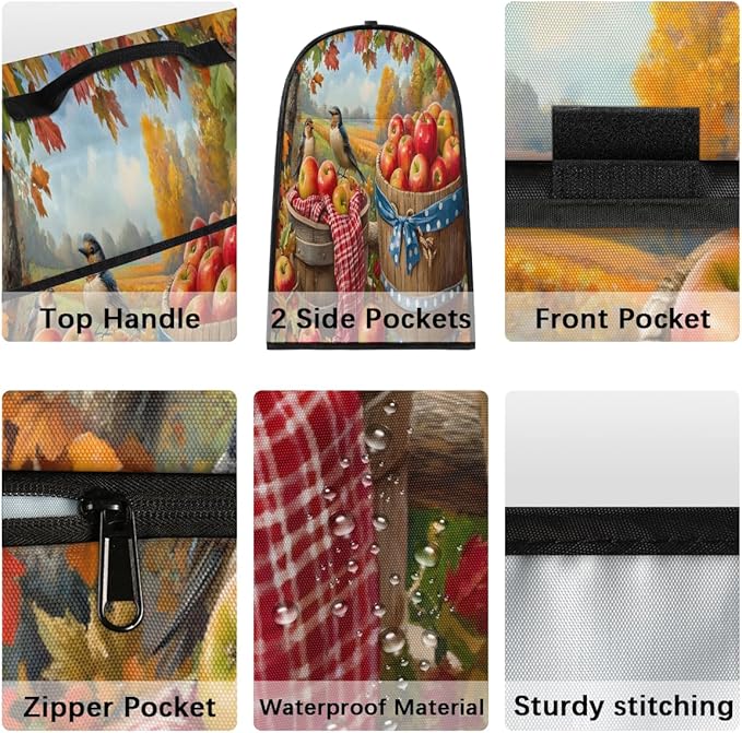 cfpolar Kitchen Aid Mixer Cover Compatible with 6-8 Quarts Autumn Apple Maple Leaves Bird Stand Mixer Cover Kitchen Aid Mixers Accessories Appliance Organizer Bag Dust Covers with Zipper Pocket