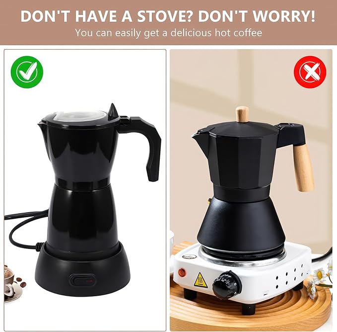 SHANGSKY Coffee Pot Electric Moka Pot 6 Cup Espresso Coffee Maker Cafeteras Electricas Italian Coffee Maker Espresso Makers Portable Aluminum Electric Mocha Pot Coffee Machine Moka Maker