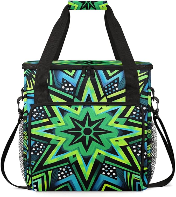 Green Star Coffee Maker Carrying Bag Crazy Lines Star Travel Storage Bag Compatible with K-Mini or K-Mini Plus Single Serve Coffee Brewer Carrying Case with Multiple Pockets &amp Shoulder Strap