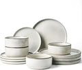 Famiware Annecy Plates and Bowls Sets 12 Pieces Dinnerware Sets Microwave and Dishwasher Safe Dishes Set for 4 Chip and Scratch Resistant Grey-White