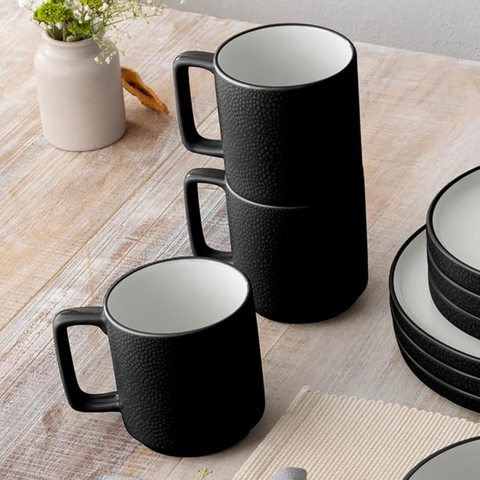 Noritake ColorTex Stone Black 16-Piece Dinnerware Set Service for 4