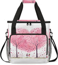 Valentine's Day Love Tree Coffee Maker Carring Bag Large Insulated Storage Organizer Case Tote Bags with Shoulder Strap for Travel Work Picnic