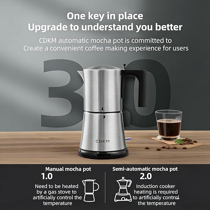 Fully automatic mocha coffee potOne-touch Electric Coffee Maker3-6 Cups Stainless Steel espresso machineAnti-scalding Automatic power-offGift IdeaSafety