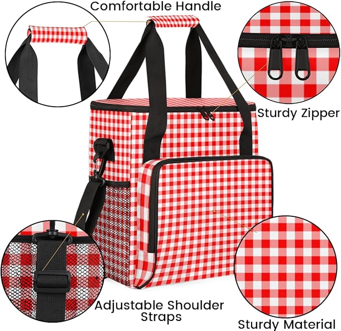 Orange Plaid Coffee Maker Carrying Bag Portable Travel Storage Tote Bag Compatible with K-Mini or K-Mini Plus Single Serve Coffee Brewer Carrying Case with Multiple Pockets &amp Shoulder Strap