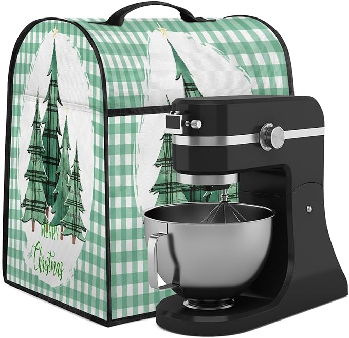 cfpolar Kitchen Aid Mixer Cover Compatible with 6-8 Quarts Xmas Green Christmas Tree Stand Mixer Cover Kitchen Aid Mixers Accessories Appliance Organizer Bag Dust Covers with Zipper Pocket