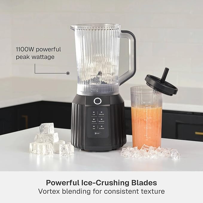 Countertop Blender with Pitcher and To-Go Cup 1100W High-Power Blender Stainless Steel Blade Multiple Speed Settings (Slate Gray)