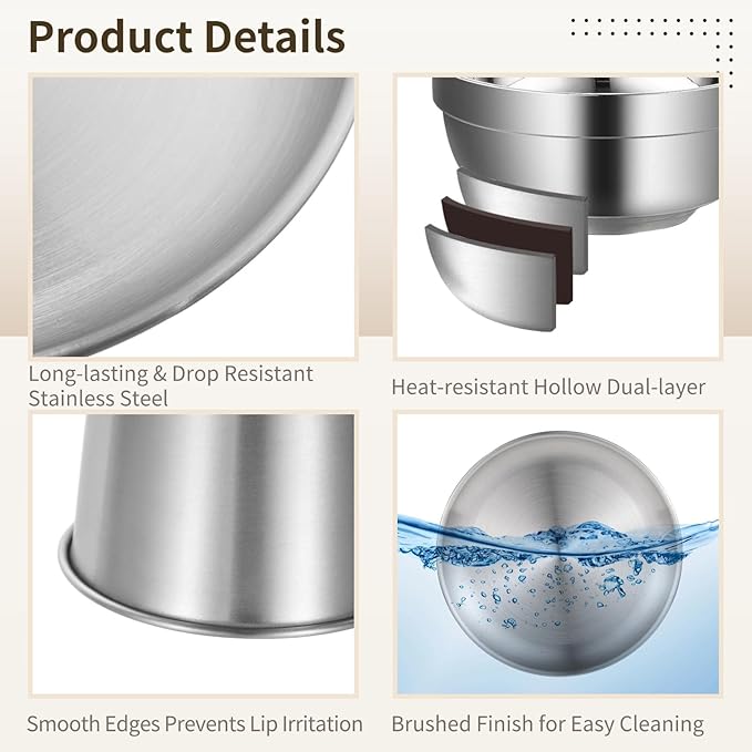 20PCS Stainless Steel Plates and Bowls Sets Includes 10PCS 6.7 &amp 10.2 in Plates 10 Pieces Bowls 304 Reusable Camping Mess Kits for Home Kitchen Dorm and Outdoor Picnic (Silver-A)