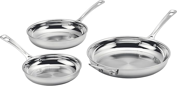 Cuisinart 3 Piece PureClad Triple-Ply Stainless Steel Skillet Set PCST22-81012