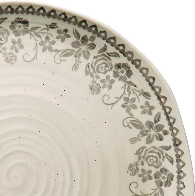 Pfaltzgraff Hayden Floral 12 Piece Dinnerware Set Service for 4 Grey