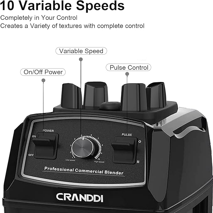 CRANDDI Professional Blender1500 Watt Commercial Blenders for Kitchen with 70oz Capacity and Self-Cleaning Classic Blenders for Shakes and Smoothies Build-in Pulse YL-010-B