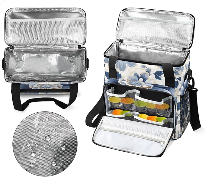 Flower Floral Design Coffee Maker Travel Bag for Keurig K-Mini/K-Mini Plus Insulated Waterproof Tote with Pockets for K-Cup Portable Single-Serve Brewer Case