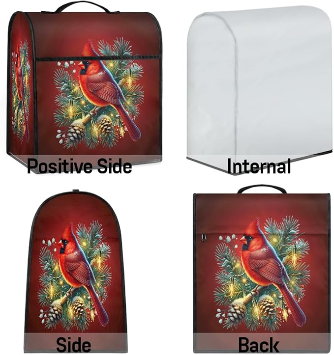 cfpolar Kitchen Aid Mixer Cover Compatible with 6-8 Quarts Cardinal Holly Christmas Stand Mixer Cover Kitchen Aid Mixers Accessories Appliance Organizer Bag Dust Covers with Zipper Pocket