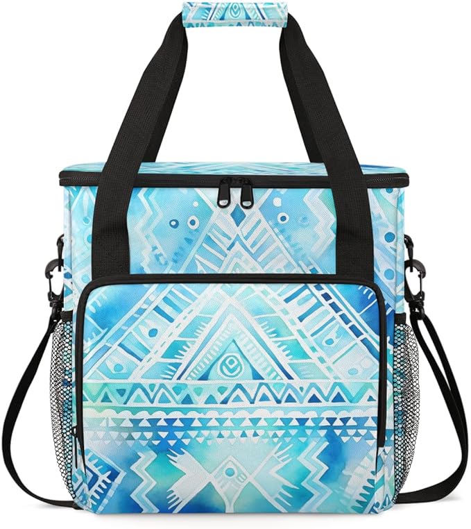 Ethnic Geometry Coffee Maker Carrying Bag Polynesian Pattern Travel Storage Bag Compatible with K-Mini or K-Mini Plus Single Serve Coffee Brewer Carrying Case with Multiple Pockets &amp Shoulder St