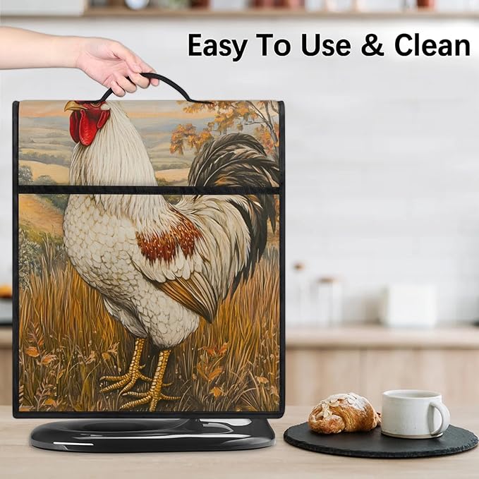 cfpolar Kitchen Aid Mixer Cover Compatible with 6-8 Quarts Watercolor Rooster Flower Stand Mixer Cover Kitchen Aid Mixers Accessories Appliance Organizer Bag Dust Covers with Zipper Pocket