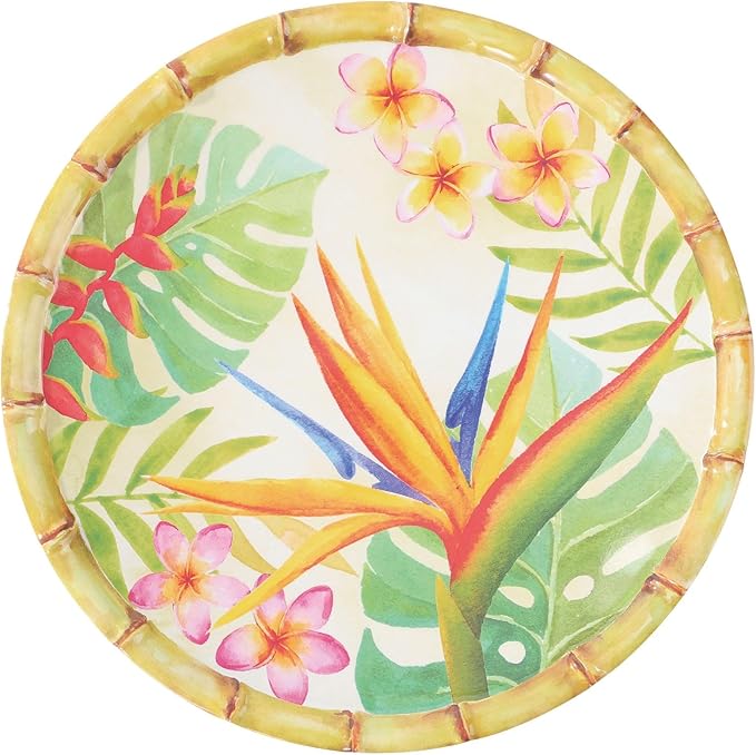 UPware 12 Piece Bird of Paradise Melamine Dinnerware Sets Outdoor Dishes Set Plates and Bowls Sets Service for 4 Multicolor