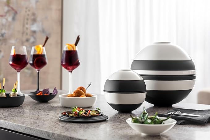 Villeroy &amp Boch Iconic Collection La petite Boule Premium Porcelain Made in Germany Appetizer Set for 2 5.5 x 5.5 in Black &amp White