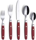 ANNOVA Silverware Set Retro/Rivet Colorful Stainless Steel Tableware Kitchen Flatware Set Utensils Includes Dinner Knives Forks Spoons Salad Forks &amp Dessert Spoons (Red 20 Pieces)