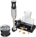 BergHOFF X5 Pro Handheld Food Processor with Grinder Immersion Hand Blender with Attachments 16 Speeds Titanium Blades for Smoothies Baby Food Soup