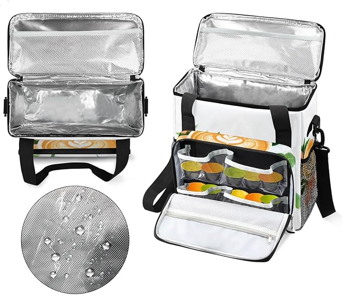coffee beans cup flower Coffee Maker Carring Bag Travel Carrying Storage Tote Bag Compatible with Keurig K-Mini or K-Mini Plus Portable Single Serve Coffees Brewer Case with Pockets for K-cup Pods