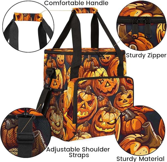 Abstract Pumpkin Coffee Maker Carrying Bag Glowing Pumpkin Travel Storage Bag Compatible with K-Mini or K-Mini Plus Single Serve Coffee Brewer Carrying Case with Multiple Pockets &amp Shoulder Stra