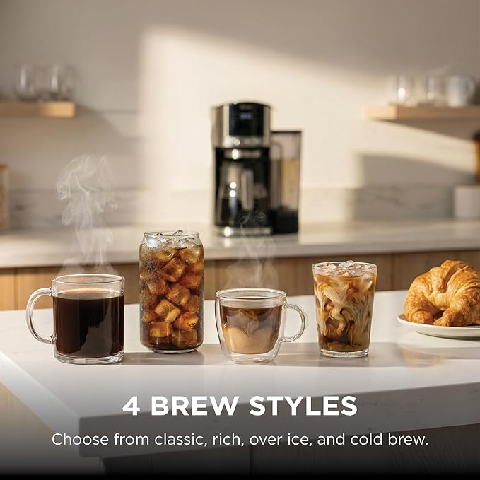 Ninja DualBrew Coffee Maker | Brew Coffee Grounds &amp Pods | Brew Classic Rich Over Ice &amp Cold Brew | Brew Single-Serve Cup to Full 12-Cup Carafe | Stainless Steel | GP161