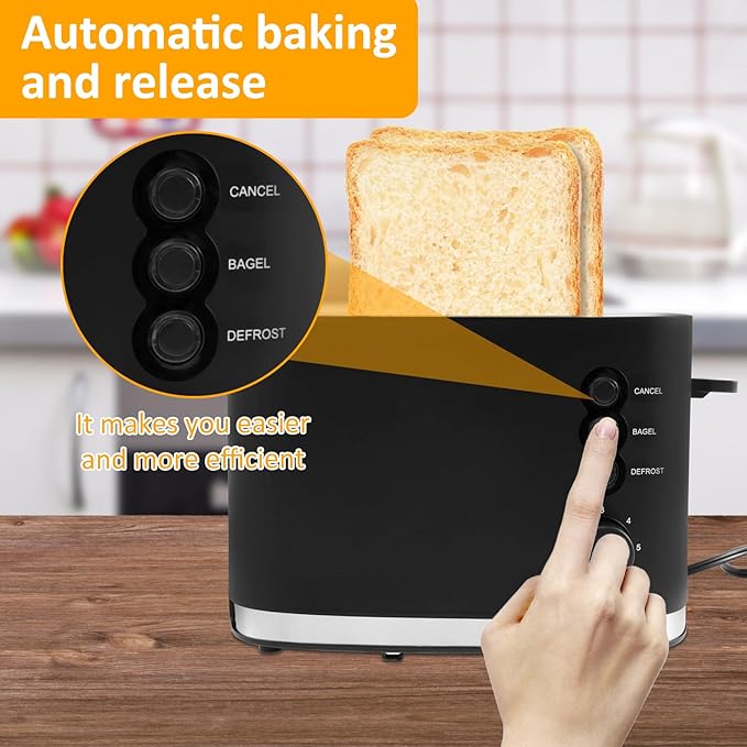 Slice Toaster Metal Toaster 2 Slice Toasters with Six-speed Baking Slice Toaster with Removable Crumb Tray for Home12