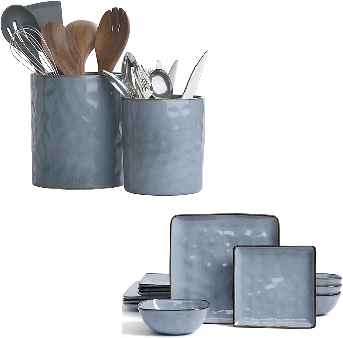 Dinnerware Sets for 4 and 7.2+5.8 Ceramic Kitchen Utensil Holder
