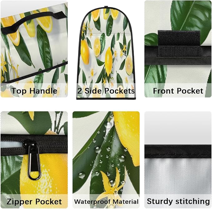 cfpolar Kitchen Aid Mixer Cover Compatible with 6-8 Quarts Yellow Lemon Flower Stand Mixer Cover Kitchen Aid Mixers Accessories Appliance Organizer Bag Dust Covers with Zipper Pocket