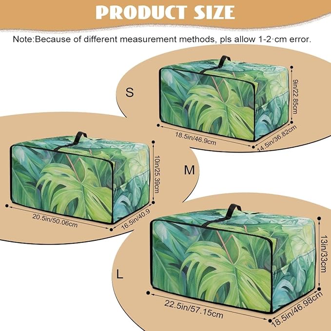Mumeson Palm Leaves Bread Machine Cover with Multi Pocktes Small Kitchen Appliance Toaster Oven Cover with Top handle Home Decor Fingerprint Protection