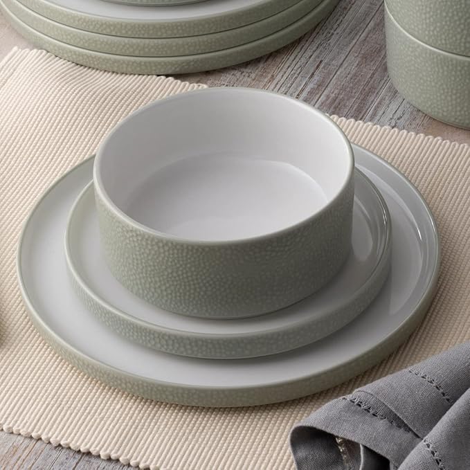 Noritake ColorTex Stone Sage 12-Piece Dinnerware Set Service for 4