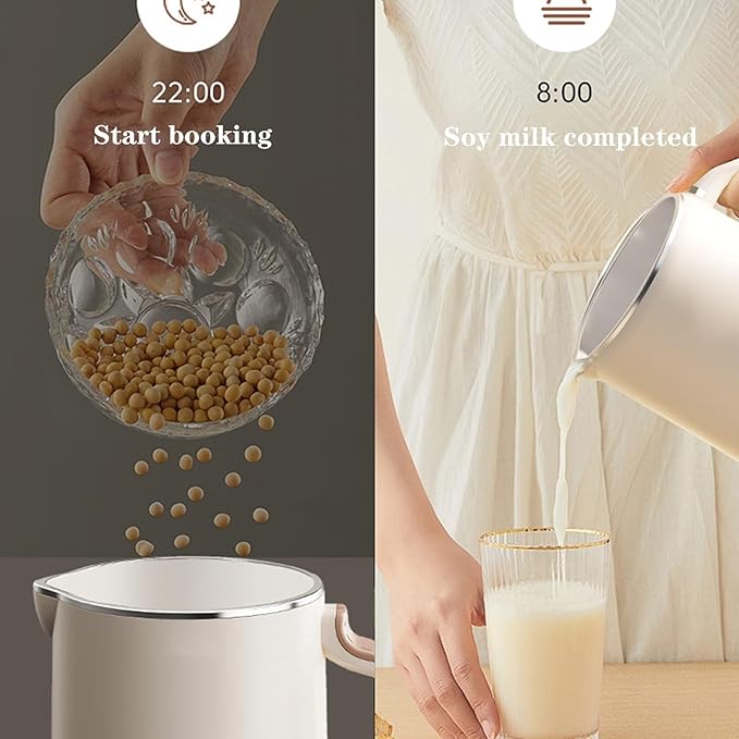 8 in 1 Nut Milk Maker Homemade Almond Oat Coconut Soy Plant Based Milks and Non Dairy Beverages Automatic Soybean Milk Machine with Delay Start/Keep Warm/Boil Water