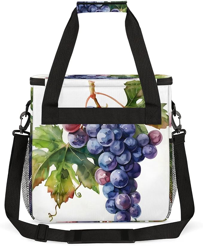 Grape Fruit Coffee Maker Carring Bag Large Insulated Storage Organizer Case Tote Bags with Shoulder Strap for Travel Work Picnic