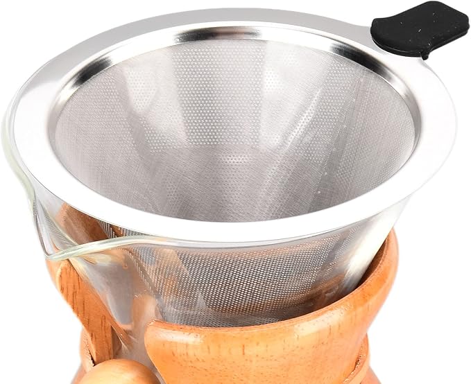 Pour Over Coffee Pot Glass Coffee Kettle Simple Design Drip Coffee Maker Heat Resistance Tea Pot with Resuable Stainless Steel Filter and Capacity Scale for Coffee Lovers (600ml)