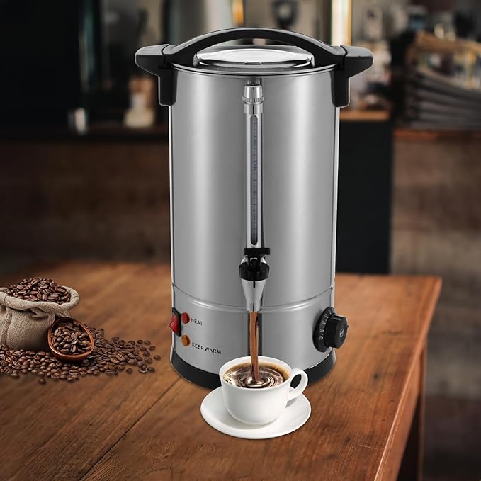 Coffee Urn 50 Cup Coffee Percolator Commercial Coffee Maker 8L Stainless Steel Coffee Maker Hot Water Beverage Dispenser Electric Coffee Urn For Catering Wedding Party