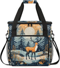 Winter Reindeer Coffee Maker Carrying Bag Christmas Elk Travel Storage Bag Compatible with K-Mini or K-Mini Plus Single Serve Coffee Brewer Carrying Case with Multiple Pockets &amp Shoulder Strap