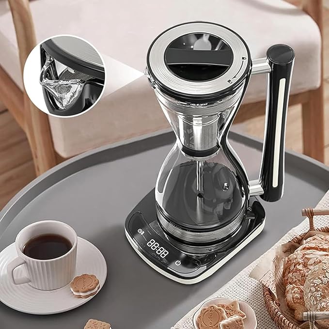 750W Syphon Vacuum Coffee Maker 240ml Glass Syphon Coffee Pot 3 Speed Adjustable Anti-dry Burn Protection Split Design Smart Touch Withstands Temperatures Up To 210°C for At Home Coffee Shops