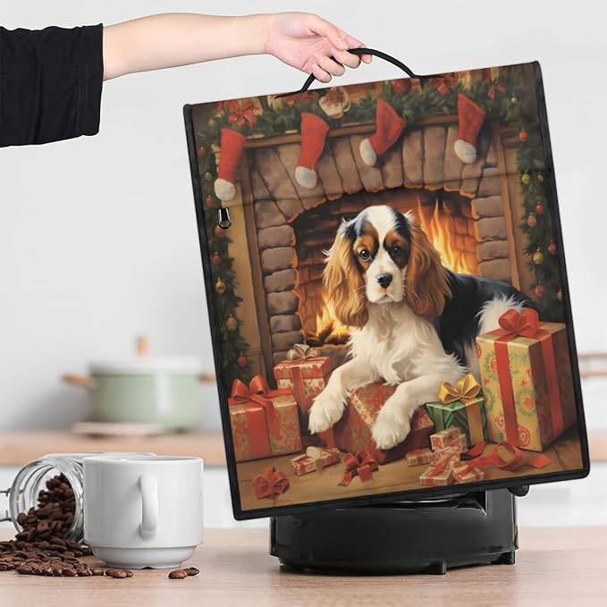 Kitchen Aid Mixer Cover Christmas Hat Dog Stand Mixer Cover Compatible with 6-8 Quarts Stand Mixers Dust Covers with Zipper Pocket Foldable Washable Kitchen Aid Organizer Bag