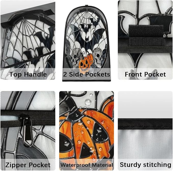cfpolar Kitchen Aid Mixer Cover Compatible with 6-8 Quarts Halloween Skull Pumpkin Bat Stand Mixer Cover Kitchen Aid Mixers Accessories Appliance Organizer Bag Dust Covers with Zipper Pocket