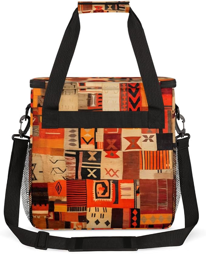 Polynesian Pattern Coffee Maker Carrying Bag Ethnic Aztec Travel Storage Bag Compatible with K-Mini or K-Mini Plus Single Serve Coffee Brewer Carrying Case with Multiple Pockets &amp Shoulder Strap