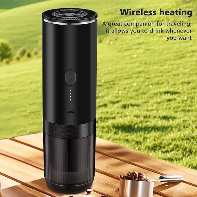 Portable Coffee Machine 20 Bar Nanometer Mini Travel Camping Machine With Ns Capsules And Coffee Powder for Home Outdoor Travel and Office (Black)