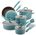 Rachael Ray Cucina Nonstick Cookware Pots and Pans Set 12 Piece Agave Blue